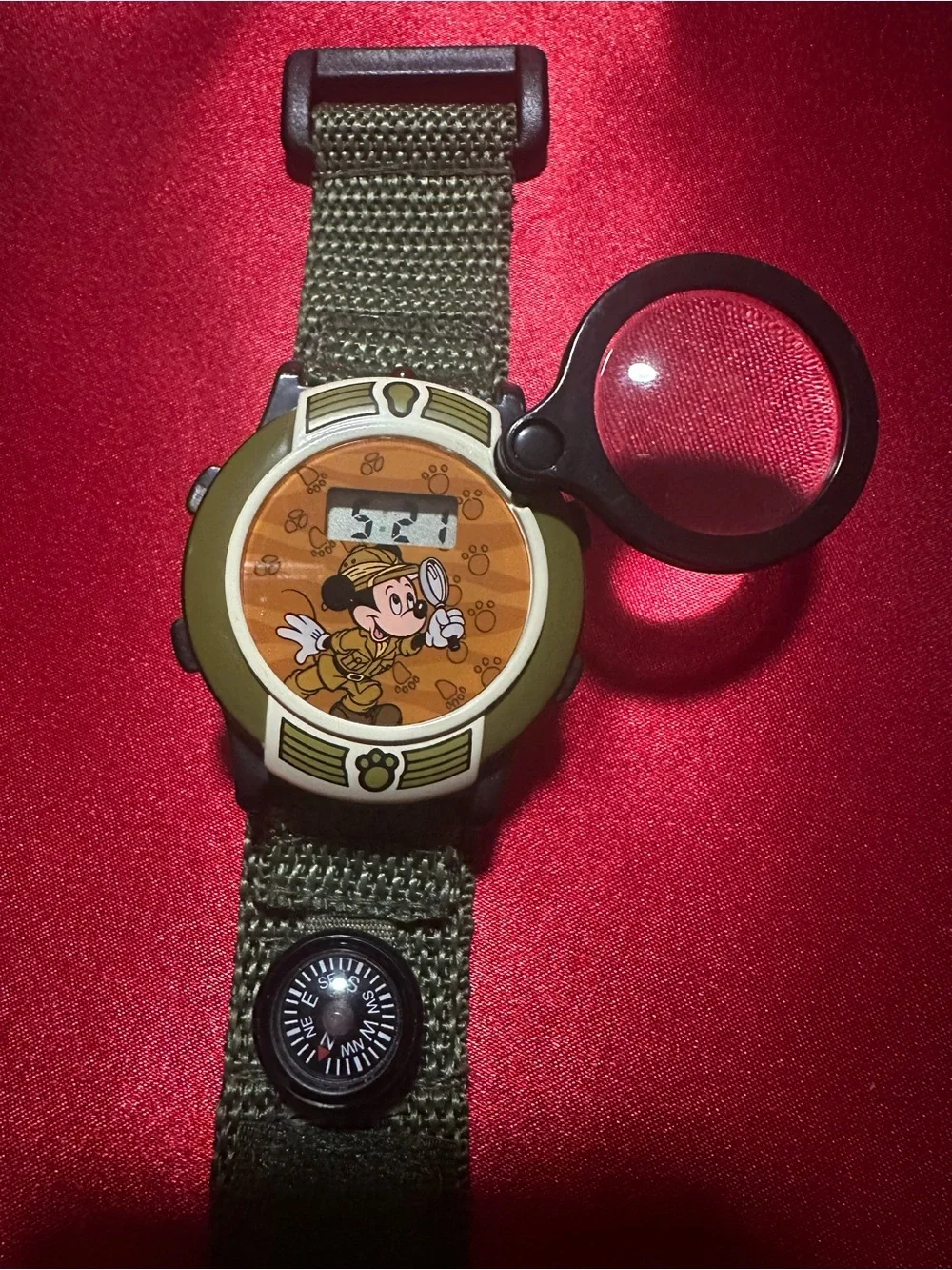 Disney Olive Green Kids' Adventure Wristband Watch with Magnifier